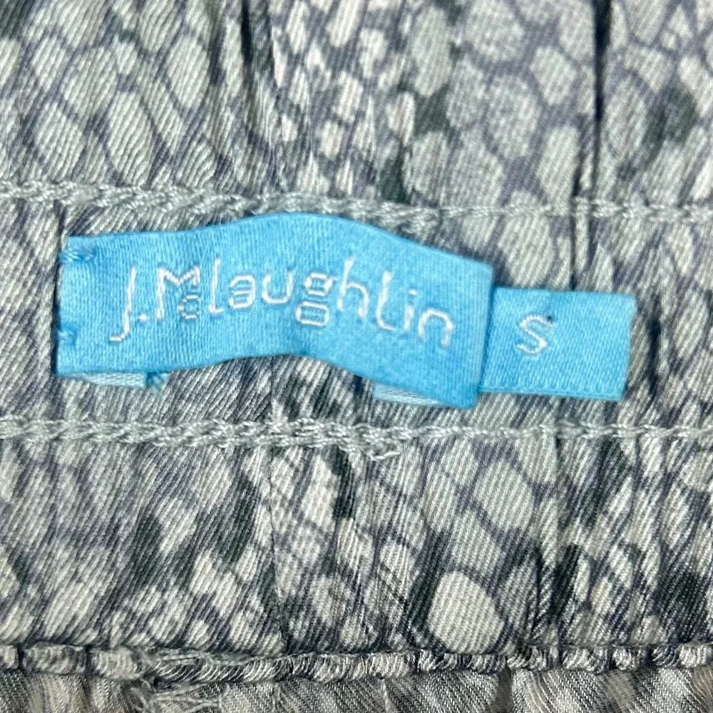 J.McLaughlin Tia Pant Desert Scale Snakeskin Print Gray Drawstring Tapered Small